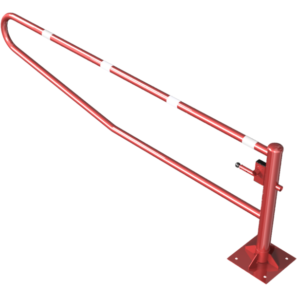 Swiveling gates | to be fixed by plugs, hot-dip galvanized and red coated with white reflecting rings | total width: 3000 mm | with triangular lock